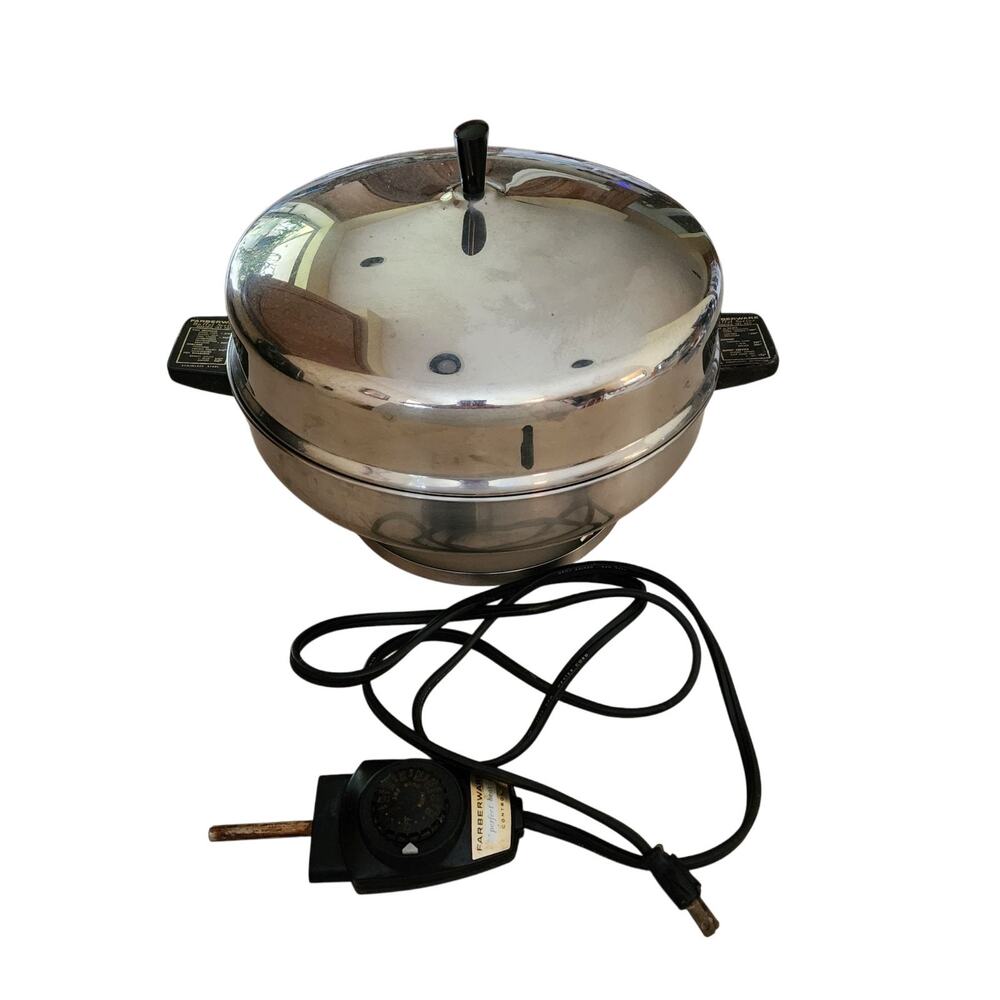 Vtg Farberware 12" Electric Fry Pan Skillet Buffet Server 335-A Dome‎ Lid & Cord